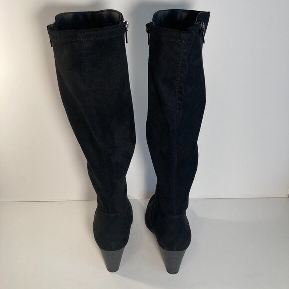 Me Too Stacked Wedge Suede Knee High Boots - Picture 4 of 7